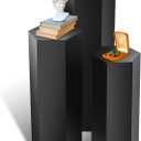 Yaocom 3 Pcs Pedestal Stand for Display Metal Hexagonal Pedestal Stand Cylinder Cake Dessert Plant Table Pillar for Wedding Sculpture Collection Vase Party Decor, 23.6/29.5/35.4 Inch Tall(Matte Black)