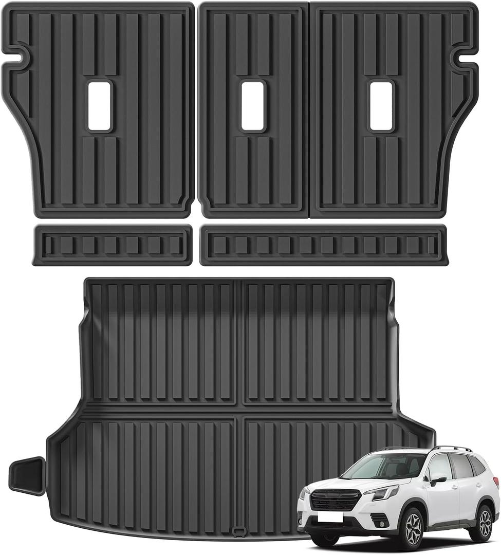 SMABEE Backrest Mats & Cargo Liner for 2019-2026 Subaru Forester, TPE All Weather Backrest Liners Trunk Mat Accessories Interior Black