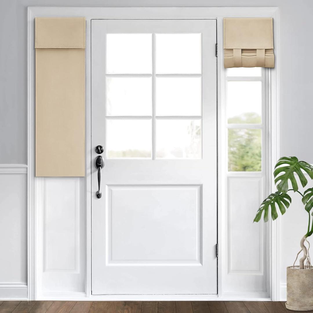 HOMEIDEAS Blackout Door Curtains, Privacy Front Door Curtains for Small Window and Sidelight Shades, Thermal Insulated Side Window Covering, Beige, 1 Panel, W12 X L40 Inch