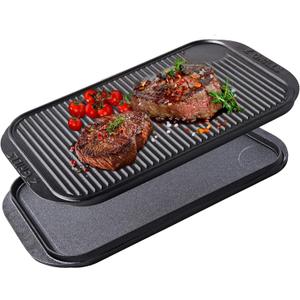 Z GRILLS Cast Iron Griddle 2-in-1 Reversible Grill Pan, Ideal for Gas Stovetop, Campfire, and Oven Cooking, Lightly Pre-Seasoned for Enhanced Flavor, 20-inch