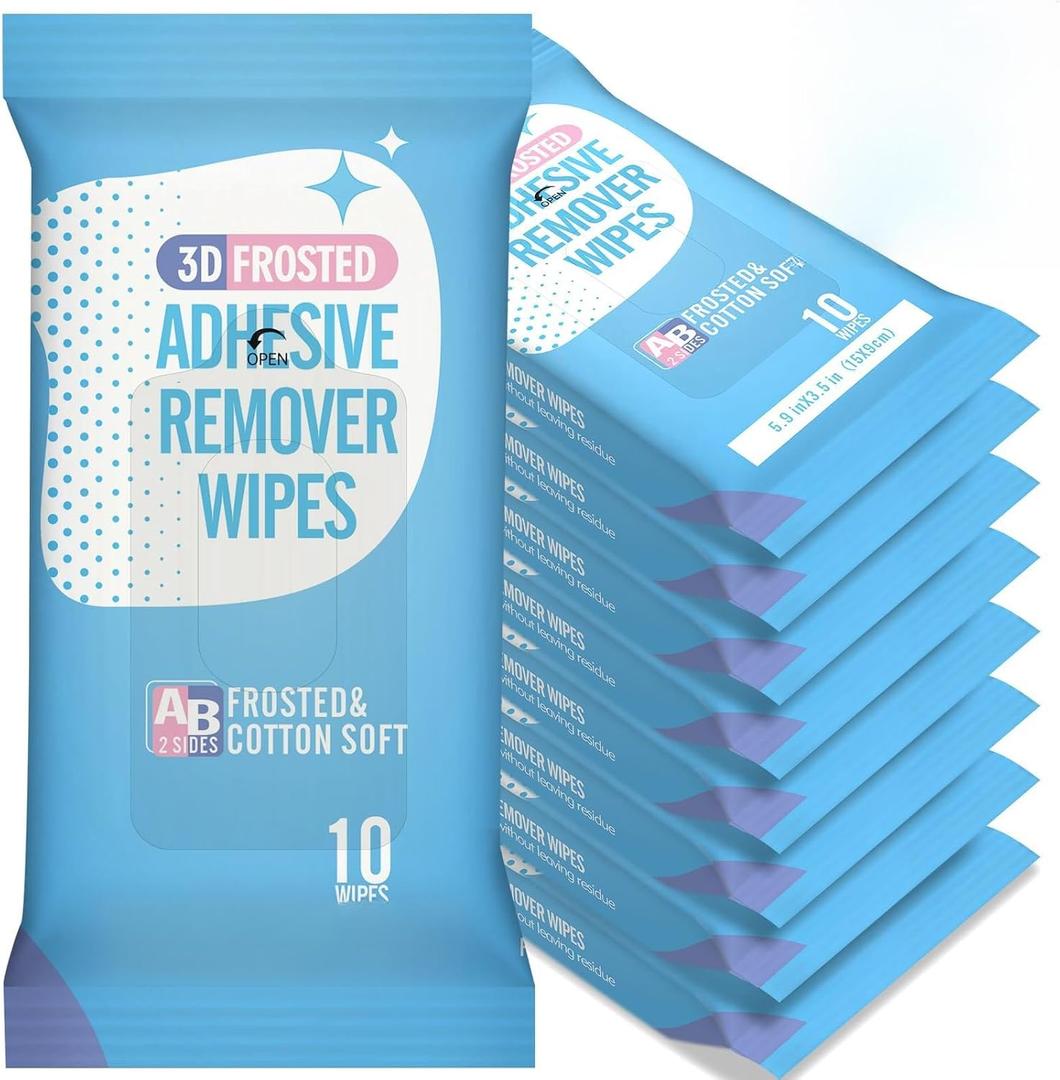 Creatyi 80 Pcs Large Size 3D Frosted Double-Sided Material Adhesive Remover Wipes Label Remover Sticker Remover Remove Labels, Stickers, Tape, Double-Sided Tape, and Removable Adhesive.