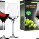 NutriChef Crystal Wine Glasses - 2 Elegant Tall Red and White Wine Clear Stemmed Glass Drinkware, Seamless Bowl, 100% Lead-Free, Dishwasher Safe, for Wine Enthusiasts (Pack of 2)
