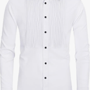 Designed in Italy Men's Tuxedo Shirt Formal Dress Shirt Pleated Long Sleeve Button Down Shirts for Prom Party Wedding L