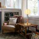 Modern Imitated Silk Table Lamp Plug in Metal Base Desk Light with Plug Cord Switch for Bedroom Bedside Living Room