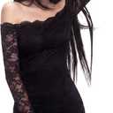 Women's Lace Long Sleeve Mini Dress Y2K Sexy Off The Shoulder Bodycon Night Out Birthday Party Dresses (Black, M)