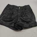 Fallorchid Women's Faux Leather High Waist Shorts Pleated Wide Leg Pants Shorts with Pockets (Black) XL