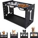 FORUP All-Metal Elevated Dog Bowls, Heavy Duty Cold-Rolled Steel Frame, 6-Height Adjustable Raised Feeder Stand with 2 Stainless Steel Bowls, Anti-Slip Rubber Feet for All Breeds (2.5"-12.2")