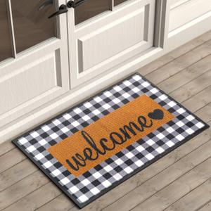 ubdyo Sturdy Welcome Mat - Extra Durable Door Mat - Dirt Trapping Front Doormat Outside Entrance - Welcome Matt Outdoor - Non Slip Backing Doormat, Patio Outdoor, Porch - Large 36'' x 24'' (Blue and White)