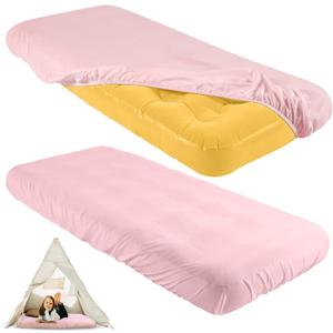 Breling Kids Air Mattress Fitted Sheets Compatible with Intex Cozy Kidz (Sheet Only) Toddler Inflatable Mattress Sheets for Kids Sleepover Party Travel Camping Airbed(Pink,2 Pcs)