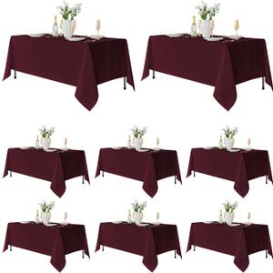 Fitable 8 Pack Table Cloth Rectangle Table: Stain and Wrinkle Resistant Tablecloth Rectangular, Washable Polyester Tablecloths for Wedding Party Dining Banquet Event Catering(Burgundy, 70x120 Inch)