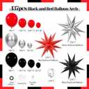 Red and Black Balloon Arch Kit with 3pcs Star Balloons, Red Black and Metallic Silver Balloons Garland Kit for Birthday Red Black Graduation 2025 New Year Party Decorations