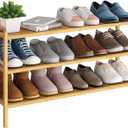 BMOSU 3-Tier Bamboo Extended Shoe Rack Premium Stackable Shoe Shelf Storage Organizer for Hallway Closet Living Room Entryway Organizer(Natural)