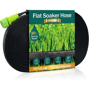 Soaker Hose 75ft for Garden Beds, Drip Irrigation Hose Saves 80% Water, Leak Proof Sprinkler Hose For Garden, Lawn, Flower Bed, Vegetable Field (75FT)