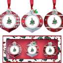 2025 Christmas Tree Ornaments 3 Piece Picture Frame Hanging Ornament Decorative Holiday Keepsake Gift Snowflake Pendant with 2 Photo Frame Insert for Picture of Pet (3 Piece Gift Set)