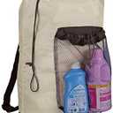 Dalykate Backpack Laundry Bag, 115L Large Hamper with Shoulder Straps, Drawstring Closure, Mesh Pocket, Khaki