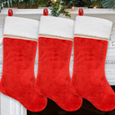 PORRUNNY Christmas Stocking 3 Pack 19 Inch Christmas Stocking Personalized Plush Cuff Red White Christmas for Family Christmas Decoration Fur Stockings Gift Bags for Kids Classic Stocking Decorations
