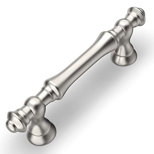 Amerdeco 10 Pack Brushed Satin Nickel Cabinet Pulls 3 Inch(76mm) Hole Center Cabinet Hardware Kitchen Cabinet Handles for Bathroom Drawer Pulls Dresser Pulls ZH0014……