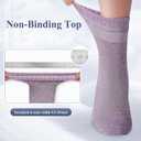 Bamboo Viscose Diabetic Socks for Women, 6 Pairs Non Binding Wide Top, Seamless Loose Cushion Socks for Swollen Feet (Large, Multicolor)