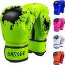 Kids Boxing Glove 6oz 8oz, Youth, Boys and Girls Training Sparring Gloves for Punching Bag, Kickboxing, Muay Thai, MMA, Gift for Age 6-15 Years (8 oz (80-105 lbs), Green)