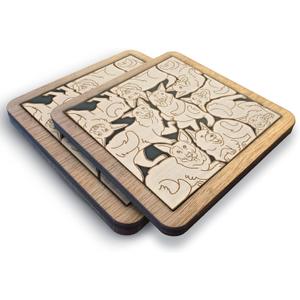 02 German Shepherd Dog Coaster - German Shepherd Dog Puzzle Wooden Coaster Set - Interlocking Jigsaw Drink Mats with Laser-Cut Design