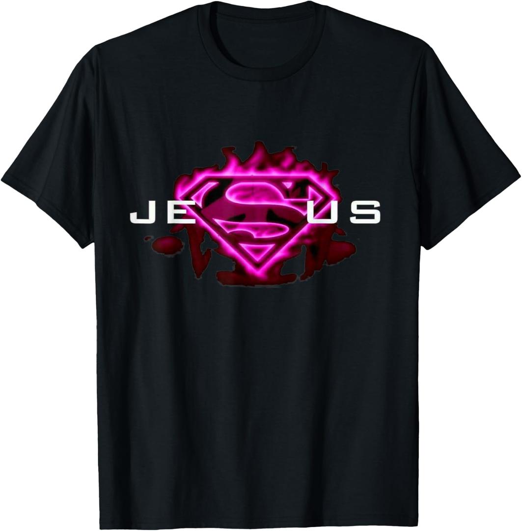 T-Shirt Jesus is My Superhero, Christian Love T-Shirt (Black, L)