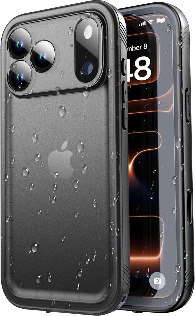 iPhone 17 Pro Max Case, IP68 Waterproof Military Protective Full Body Heavy Duty Shockproof 360 Sealed Dustproof with Camera Screen Protector Phone Cover for iPhone 17 Pro Max 6.9" Black