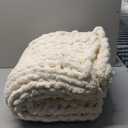 L'AGRATY Chunky Knit Blanket Throw: 72''x84'' Chenille Chunky Knitted Throw Blanket for Bed Couch - Handmade Thick Big Cable Knit Blanket - Large Chunky Crochet Rope Blanket for Home Decor(Ivory)