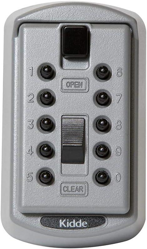 Kidde AccessPoint 001170 KeySafe Original Slimline Push Button Combination Permanent Key Lock Box, 2-Key, Titanium Gray, 3.3"D x 7.4"W x 2.7"H