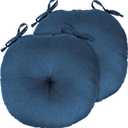 Navy Blue Bistro Chair Cushions Set of 2, Round Seat Chair Pads with Ties for Dining Room Patio