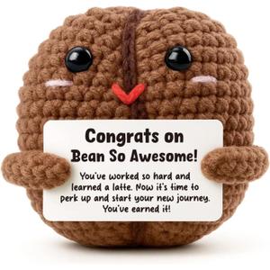 Funny Graduation Gifts for Friend, Cute College Graduate Present for Her Him, Congrats on Bean So Awesome Keepsake, Handmade Crochet Decor for Niece Nephew