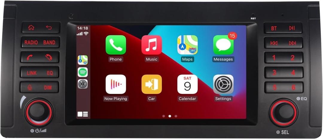 LXKLSZ Car Stereo for BMW E39 M5 Compatible with Wireless Carplay/Android Auto with IPS Touch Screen/Bluetooth/Mirror Link/FM/AM/USB/High Power