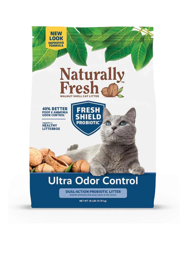 Naturally Fresh Cat Litter Made From Walnut Shells, Multi-Cat, Ultra Odor Control, Unscented, Upcycled, Sustainable, 26 Lbs
