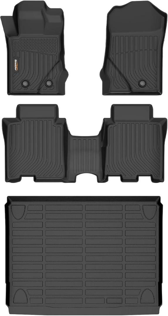 Binmotor-Floor Mats & Cargo Liner for Ford Bronco 4 Door 2021-2026, All Weather Car Mats, 1st & 2nd & Rear Cargo Mat Custom Fit for Ford Bronco 4 Door Accessories