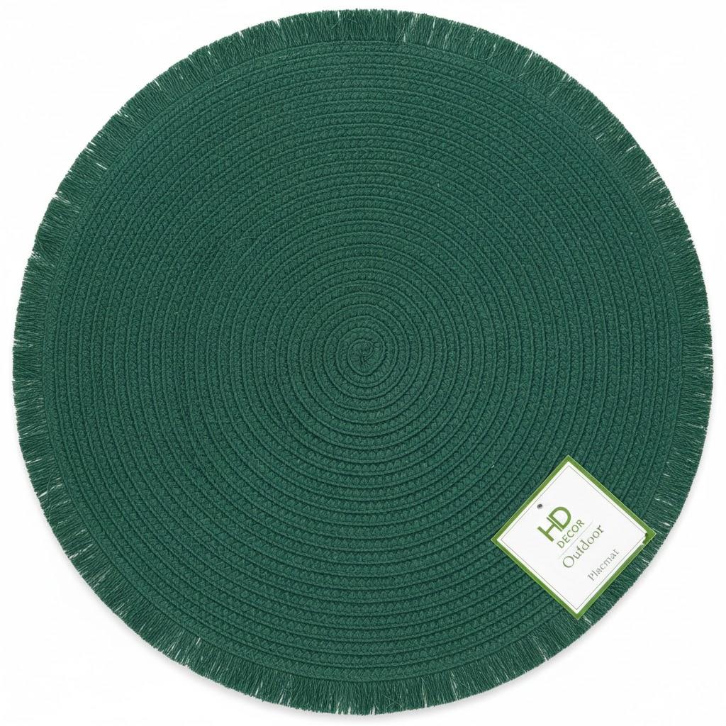 Handwoven Fringe Boho Placemats Set of 4 - Green
