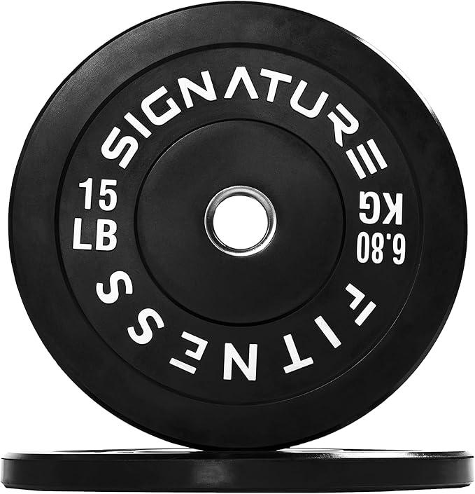 Olympic Bumper Plates, 2" Weight Plates for Strength Training & Weightlifting, Pairs, Sets or Sets with 7FT Barbell, Multiple Options (Black)