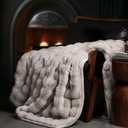 EverGrace Ultra Soft Luxury Fluffy Faux Rabbit Fur Throw Blanket, Thick Warm Bubble Throw for Bed, Cozy Plush Reversible Blankets for Couch, Chair, Sofa, Taupe, 60x80 Inches