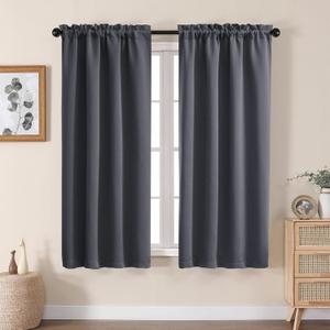 Aiyufeng Grey Blackout Curtains for Bedroom 63 Inch Length 2 Panels Set, Solid Thermal Insulated Energy Saving Rod Pocket Window Treatment Curtains Blackout Drapes, W40 x L63 Inch, Grey (Charcoal)