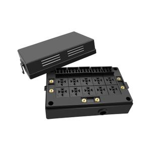 Universal 12V Fuse Relay Box, with 15 Slots ATC/ATO Fuse Slots & 10 Relay Slots for 4 or 5 Pin Relays, Relay and Fuse Box for Automotive Car Truck Marine Boat (Only Box & Terminals)