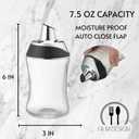 J&M DESIGN Sugar Dispenser with Pour Spout Lid Sugar Container Shaker Coffee Bar Accessories Organizer Essentials Powdered Creamer Baking Supplies 7.5oz Glass Jar Pourer Sugar Bowl Salt Dish Holder