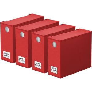 SpaceAid 4 Pack Bed Sheet Organizers and Storage, Foldable Sheet Organizer for Linen Closet, Sheets Set Folder Keeper with Window XL (Queen & King Size) Bedding Container (Red, 4 Pack)
