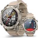 Smart Watch for Men, with GPS, Offline Maps, Heart Rate, Blood Oxygen, Stress, Sleep Monitor, 178 Sports Modes, 5ATM Waterproof Round Watch, 1.43-inch AMOLED Display, Compatible Android and iOS Khaki