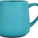 Bosmarlin Large Glossy Ceramic Coffee Mug, Tea Cup for Office and Home, 18 oz, Suitable for Dishwasher and Microwave, 1 Pack (Aquamarine)