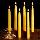6 Pack Beeswax Taper Candles, 8 Inch Natural Beeswax Candles Unscented and Smokeless, 8 Hours Long Burning Yellow Candle Sticks for Dinner, Wedding, Party, and Home Decor
