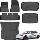 SUPER LINER Tesla Model 3 Floor Mats 2025 2026 2024 | Custom Fit All-Weather 6-Piece Set TPE Material| Tesla Model 3 Highland Floor Mats&Cargo Liner, Trunk&Interior Accessories