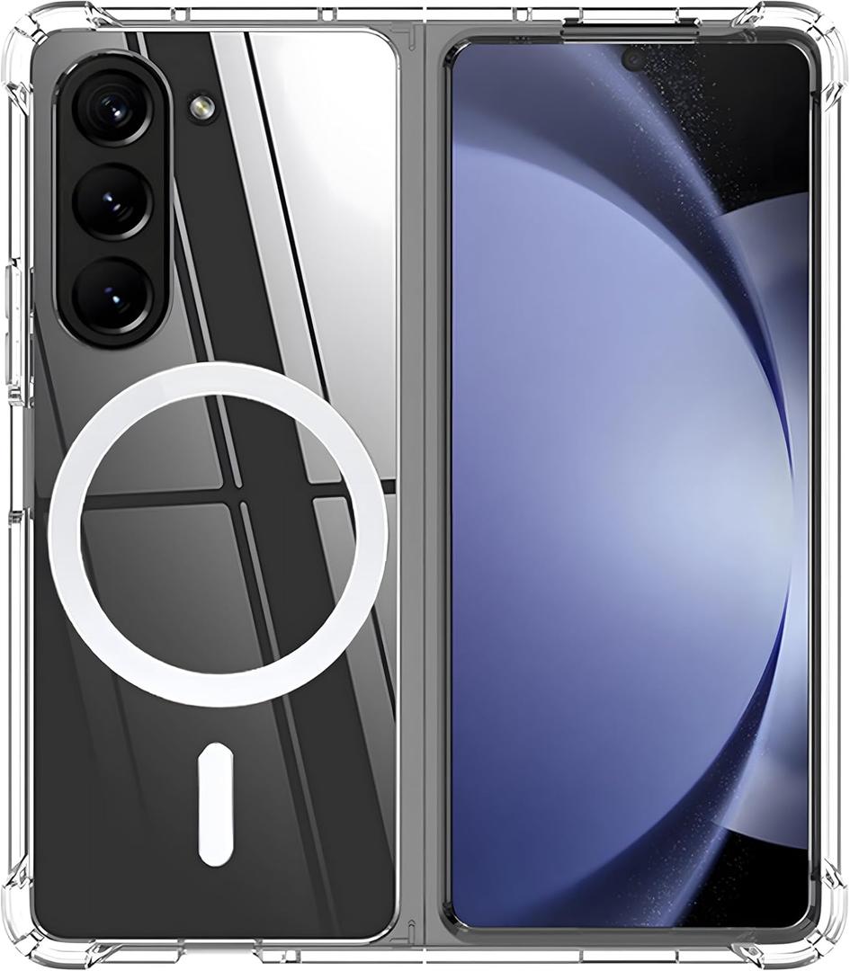 Clear Magnetic Case for Samsung Galaxy Z Fold 5 [Compatible with MagSafe Accessories] Slim Shockproof Magnetic Case Anti-Yellow Transparent Mag-Safe Phone Case Cover for Z Fold 5