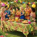 2 x OHOME Luau Party Decorations - Plastic Tablecloth for Summer Party Decorations | Love Island Hawaiian Theme Decor for Tropical Beach Pool Birthday Backdrop Favors Supplies, 2 Pack, 51.2 inches by 86.6 inches