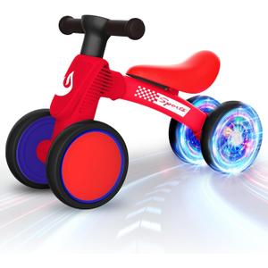 Colorful Lighting Baby Balance Bike Toys for 1 Year Old Boy Girl Gifts, 10-36 Month Toddler Balance Bike, No Pedal 4 Silence Wheels & Soft Seat First Bike, One Year Old Boy Girl Birthday Gifts. (Red)