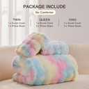 EMME Faux Fur Duvet Cover King Size, 3 Pieces Ultra Soft Fluffy Comforter Cover, Cozy Warm for Winter, Luxury Elegant Shaggy Bubble Design Bedding, 1 Duvet Cover & 2 Pillow Shams (King, Rainbow)