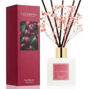 COCORRNA Reed Diffuser - Red Berries 6.7 fl oz Reed Diffuser with Sticks, Home Bedrrom Bathroom Shelf Decor