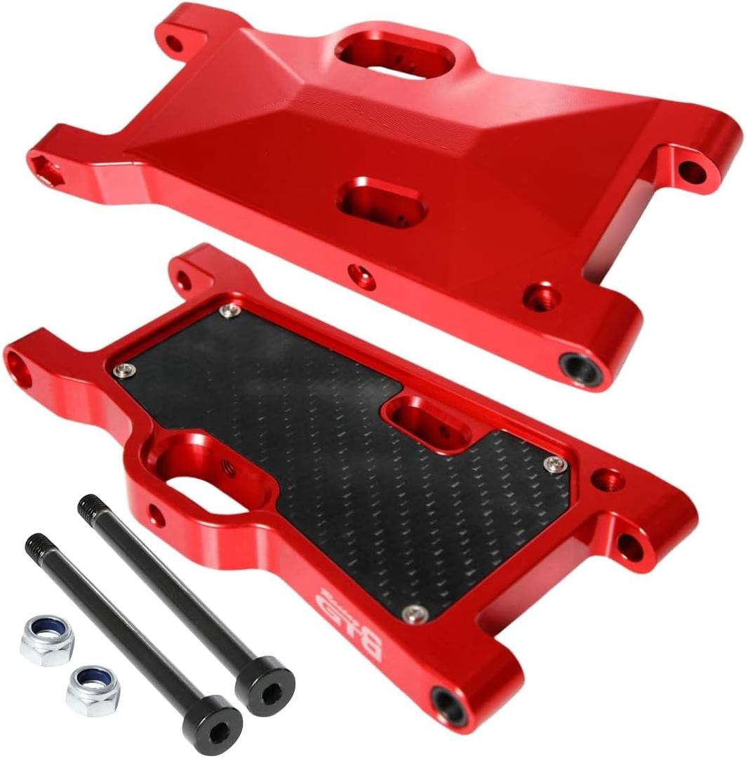 GTBRacing CNC Aluminum Alloy Front Rear Universal Suspension Arms Set for 1/ 5 RC Car LOSI Desert Buggy XL DBXL DBXL-E V1.0/ 2.0 Upgrade Part (with Carbon Fiber Plate Red)